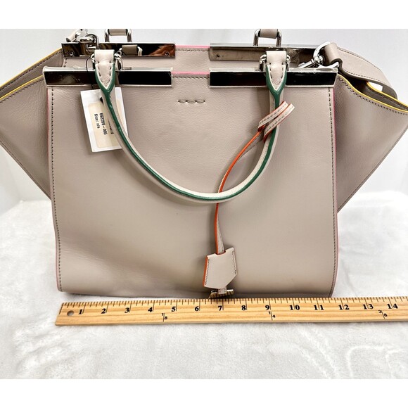 FENDI 3Jours Grey Calfskin Leather Satchel Bag Multicolor Trim Italy $ 2950 - Picture 7 of 16